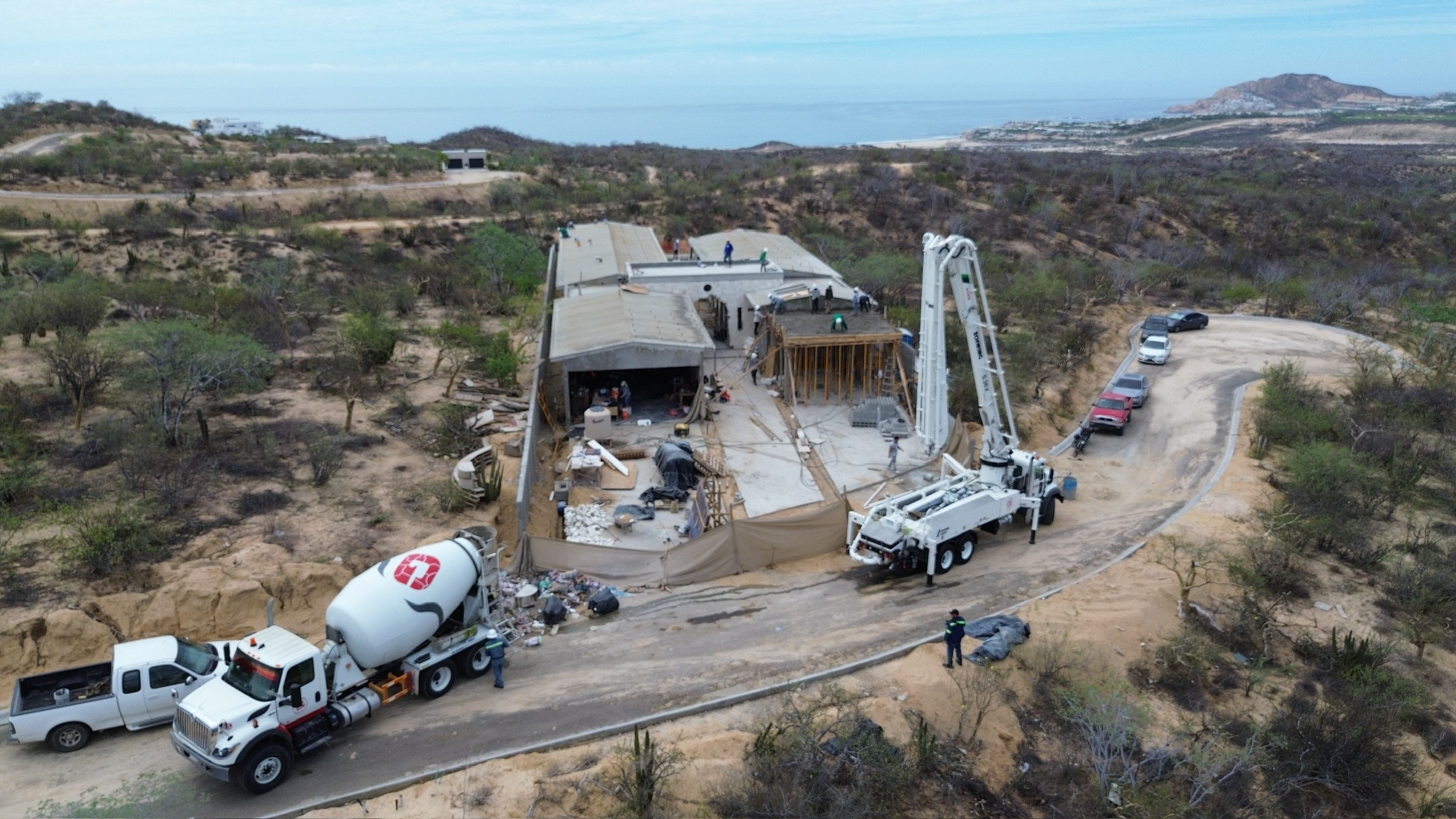 Aerial view of an active construction site
