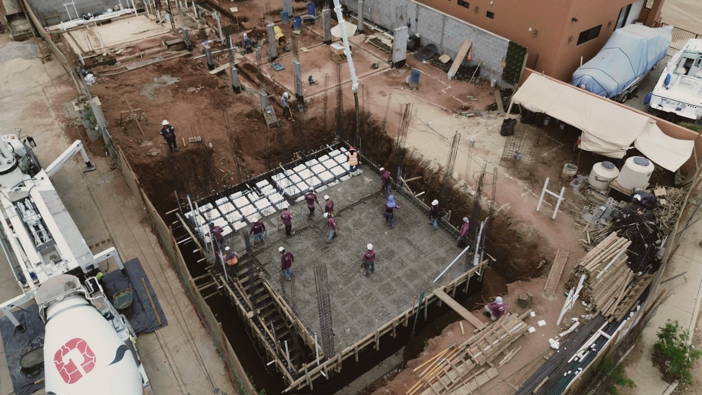 Aerial view of an ASD job site under construction