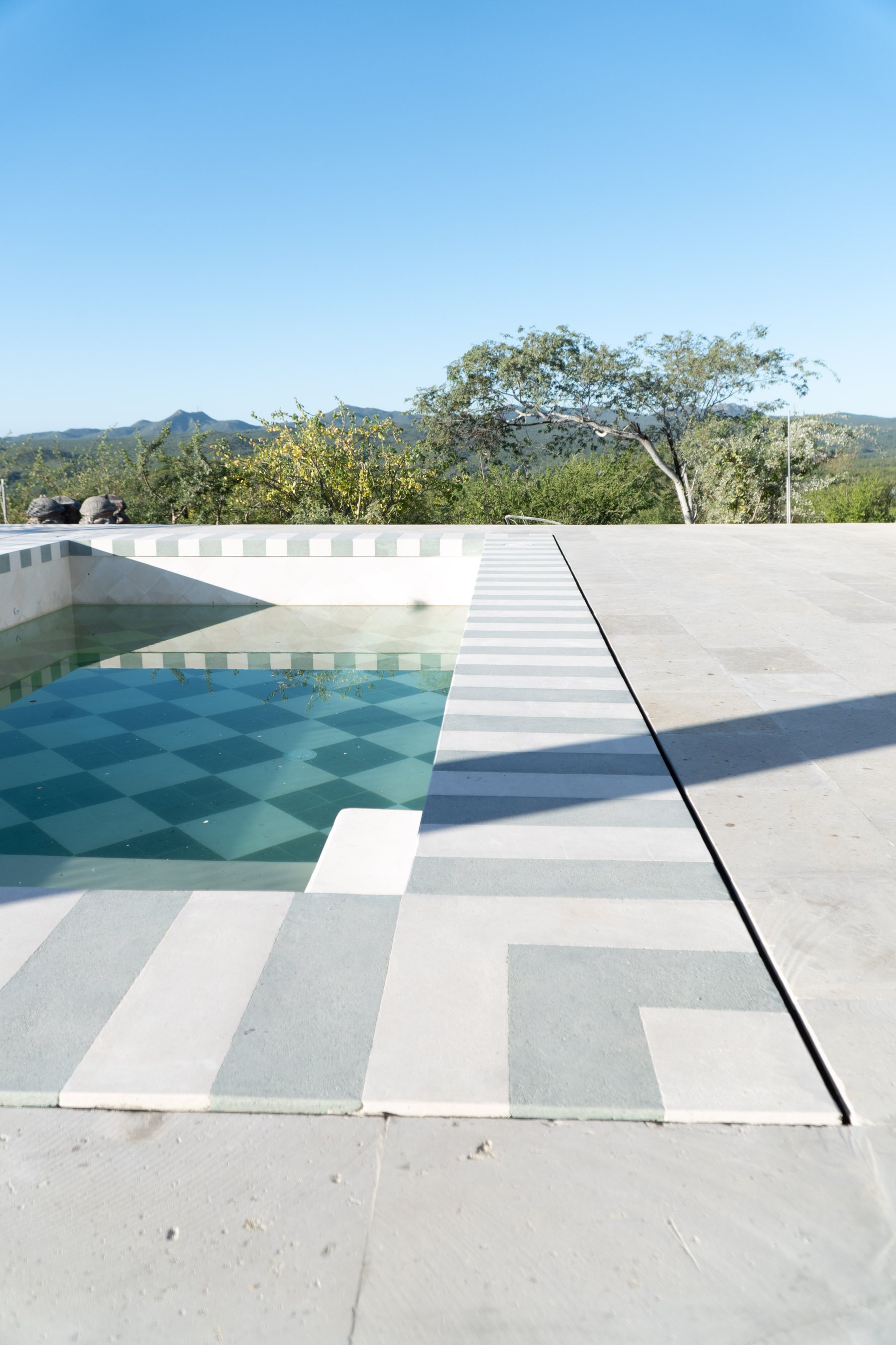 Patterned tile pool from above